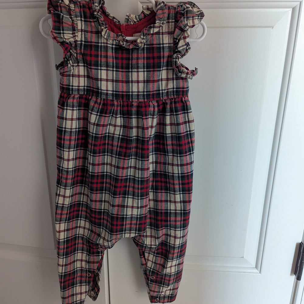 Pink Chicken Plaid Baby Romper with Ruffles